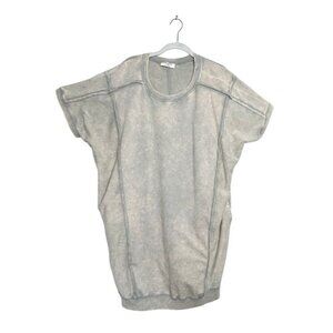 Zenana Washed Exposed Seam Short Sleeve Mini Tee Dress in Cream/Gray - Sz L/XL